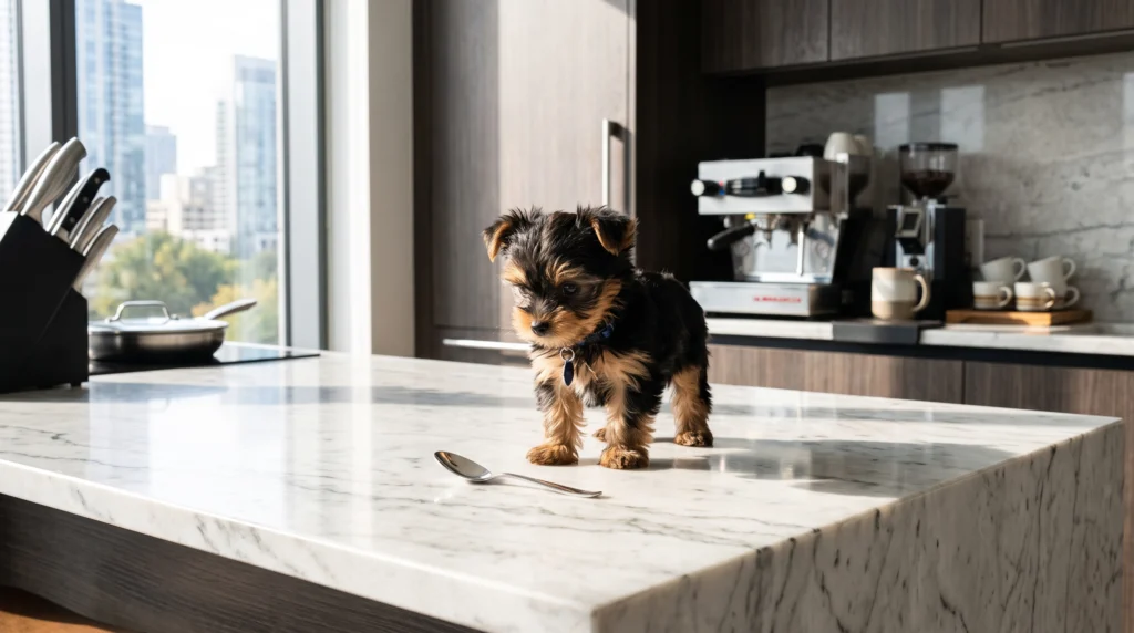 Puppy_investigating_silver_spoon