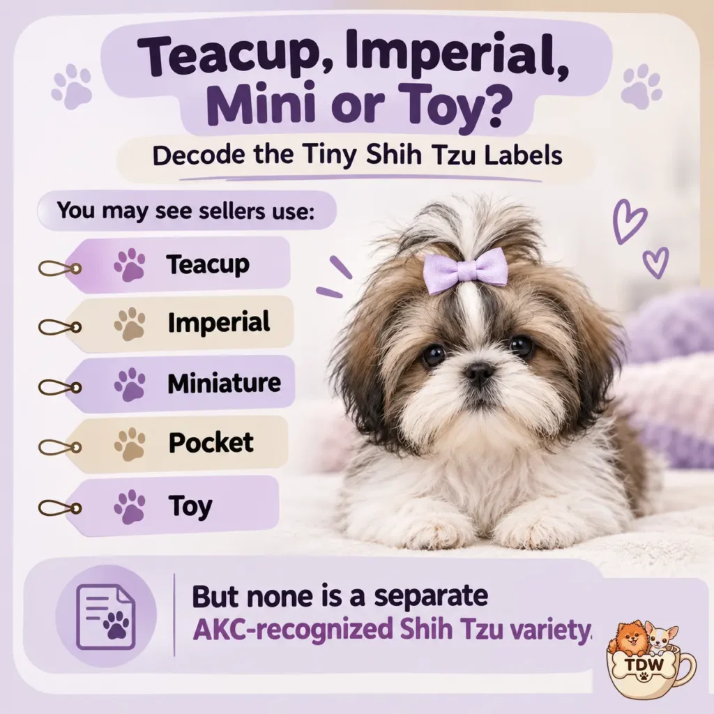 Shih Tzu teacup label comparison