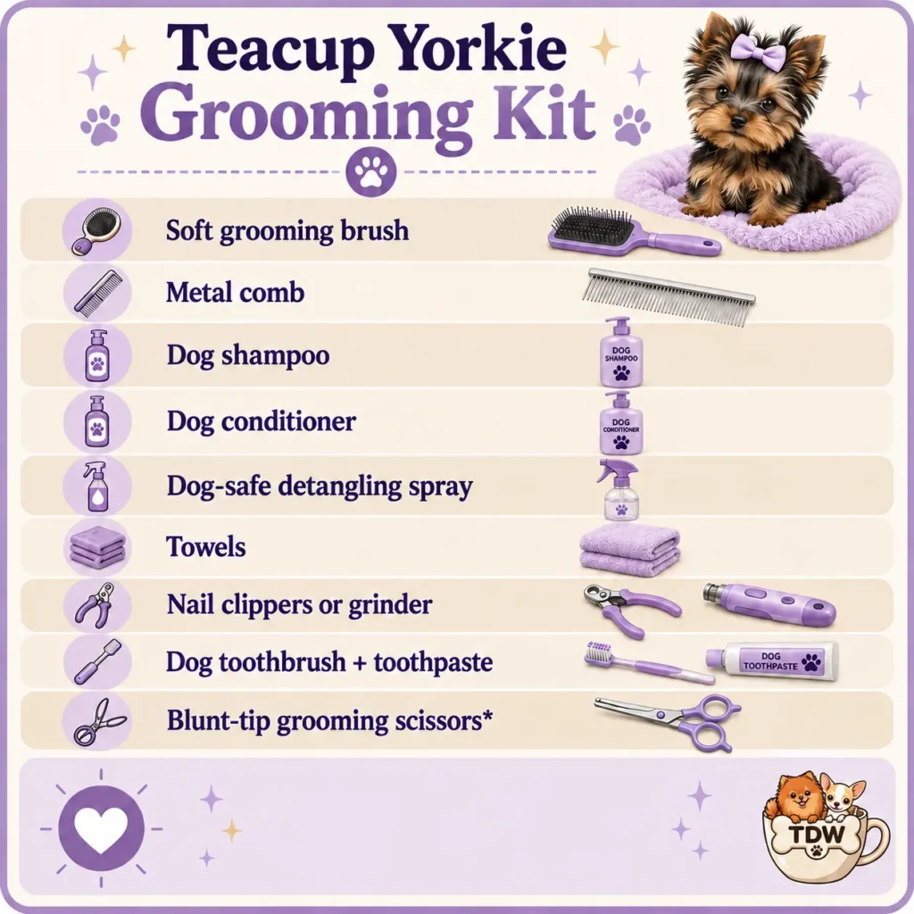 Teacup-Yorkie-grooming-kit-with-essential-grooming-tools